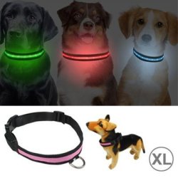Adjustable 3-MODE LED Flashing Dog Collar Size: XL Random Color