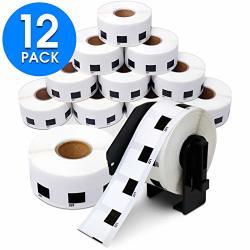 Aegis Adhesives - Compatible DK-1221 Square 0.9 Inch Replacement Labels Compatible With BrOther Ql Label Printers - 12 Rolls + 1 Frame