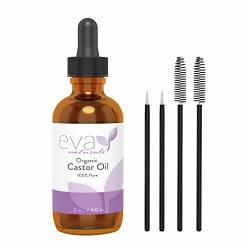 Eva Naturals Organic Castor Oil 2OZ - Promotes Hair Eyebrow And Lash Growth - Diminishes Wrinkles And Signs Of Aging - Hydrates And Nourishes