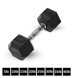Day 1 Fitness Rubber Hex Dumbbell Shaped Heads To Prevent Rolling And Injury - Ergonomic Hand Weights For Exercise Therapy Building Muscle Strength And