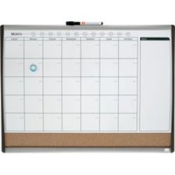 Nobo Small Magnetic Whiteboard Planner With Cork Notice Board 585 X 430MM