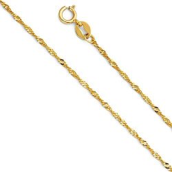 Mireval 14K Yellow Gold 1.3mm Box Chain Anklet 9