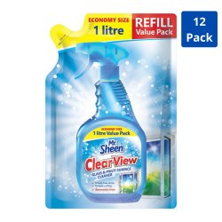Surface Clear View Glass & Multi Cleaner Refill 1L 12 Pack