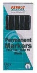 Parrot Black Permanent Marker Fine Box Of 10