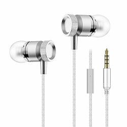 Shot Case Metal Earphones For Alcatel 1 2019 With Microphone Hands-free In-ear Headphones Universal Jack Silver