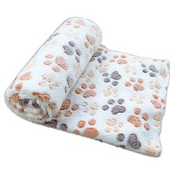 Pet Bed Blanket Dog Blankets Cute Paw Print M Beige