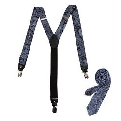 Epoint EFDB0039 Blue Grey Black Paisley Skinny Tie Silk Factory For Dress Braces Skinny Tie Set