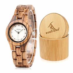 Bobo Bird Ladies Bamboo Wood Watch Gems Imitate Diamond Gentlewomanly Quartz Wooden Watches With Gift Box Brown