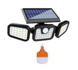 Solac Solar Security Flood Light 3 Adjustable Heads With 50W Rechargeable Bulb