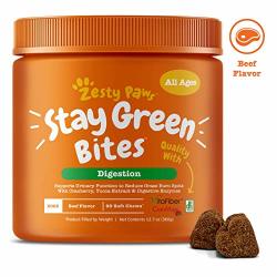 Zesty Paws Stay Green Bites For Dogs - Grass Burn Soft Chews For Lawn Spots From Dog Urine - Cran-max Cranberry For Ut &