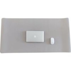 Office Leather Look Desk Mat Mouse Pad Grey And Silver