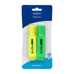 Marlin Bright Liners Highlighter 2'S Assorted Colours Pack Of 12