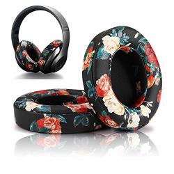 Replacement Ear Cushion Pads Cover Compatible With Beats Studio 2.0 Wireless wired And Studio 3.0 Over Ear Headphones Only By DR.DRE-1 Pair Floral Black