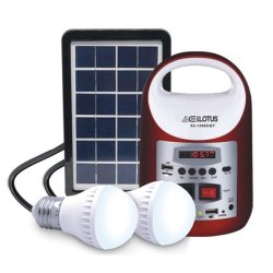 Home 3W Solar Lighting System With Bluetooth Speaker Red