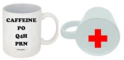 Funny Guy Mugs Caffeine Po Q4H Prn Nurse's Ceramic Coffee Mug White 11-OUNCE
