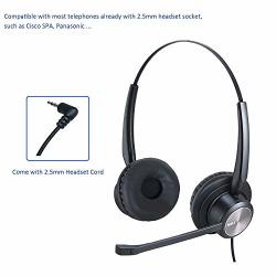2.5MM Telephone Headset For Landline Phones With Noise Cancelling Microphone For Cisco Spa Panasonic KX-NT366 KX-TGF380M KX-TG6543 Gigaset Uniden Grandstream Dect Cordless Phones