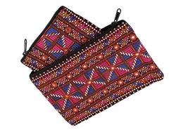 New Year Gifts Vibrant Makeup Pouches With Zipper Set Of 2 Cotton Coin Swing Daily Carry Travel P...