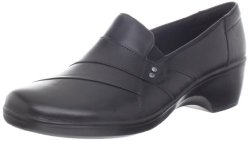 Clarks Women's May Marigold Slip-on Loafer Black Leather 8 M Us