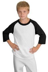 Sport-tek Boys' Colorblock Raglan Jersey S White black