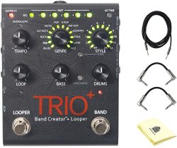DigiTech Trioplus Band Creator And Looper With 2 Strukture S6P48 R-angle Patch Cable 1 Strukture SC10W - 10FT Instrument Cable And Custom Designed Instrument Cloth
