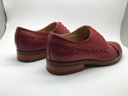 Yinzo Genuine Leather Ruffled Bullock Womens Shoes - Wine 9