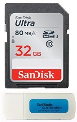 Sandisk 32GB Sdhc Sd Ultra Memory Card 80MB Bundle Works With Canon Powershot SX60 Hs SX430 Is SX540 Hs Camera Uhs-i SDSDUNC-032G-GN6IN Plus 1