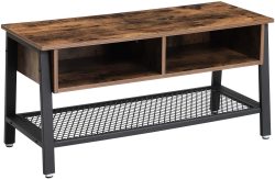 Lifespace Living Room Industrial Style Brown Wood Metal Tv Stand Cabinet