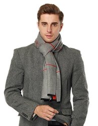 GREY Square Brushed Warm Soft Cashmere Feel Men's Scarf Cold Winter