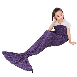 King Fun Mermaid Tail Blanket Soft All Seasons Kids Sleeping Blankets MK001 Purple 140CM70CM
