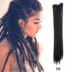Dsoar Dreadlock Extensions For Women men 20 Inch Synthetic Dreads 12 Strands Handmade Fashion Reggae Locs Hip-hop Crochet Dreadlocks 1 Black Color