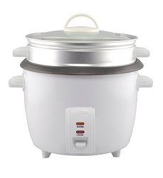 Gforce Rice Cooker Aluminum Infused 1.5LITER 16 Cup Rice & Grain Cooker With Aluminum Vegetable Steam Tray - White