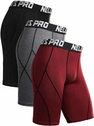Neleus Men's 3 Pack Sport Running Compression Shorts 6012 Black Grey Red XL Eu 2XL