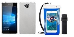 Combo Pack Glossy Transparent Clear Candy Skin Cover For Microsoft Lumia 650 And Universal Blue Waterproof Pouch With Lanyard And Armband For Apple Iphone