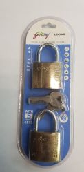 Godrej Stellar 32MM Brass Coated Pack Of Two Padlocks With Common Key