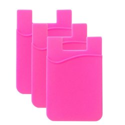 Credit Card Ultra-slim Self Adhesive Holder For Cellphones - 3 Pack Pink