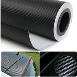 Moyishi 3D Black Carbon Fiber Film Twill Weave Vinyl Sheet Roll Wrap - 24"X60"