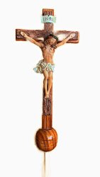 184CM Kiaat Processional Crucifix With Colourful Corpus