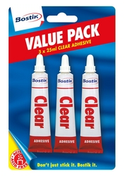 Bostik Clear Adhesive Value Pack - 3x 25ml Pack