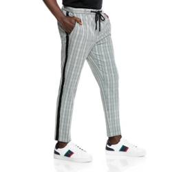 Check trousers with on sale side stripe mens