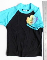 Kid Swimming Top :: Black With Blue Shoulders :: Ages 5-6
