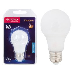 Eurolux - LED - A50 - Globe - Opal - E27 - 6W - Cool White - 2 Pack