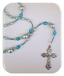 Name Rosary - Strung In Silver With Shades Of Blue