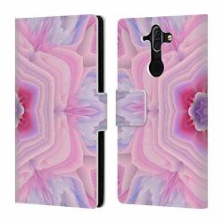 Official Haroulita Soft Pink Kaleidoscope Glitch Leather Book Wallet Case Cover For Nokia 8 Sirocco