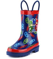 Disney Little Boys' Pj Masks Character Printed Waterproof Easy-on Rubber Rain Boots Toddler little Kids
