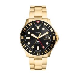 Fossil Blue Gmt Gold-tone Stainless Steel Men's Watch FS5990
