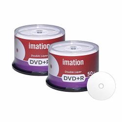100 Pack Imation Dvd+r Dl Dual Layer 8X 8.5GB DVD Plus R Double Layer White Inkjet Hub Printable Blank Media Data Movie Game Recordable Disc