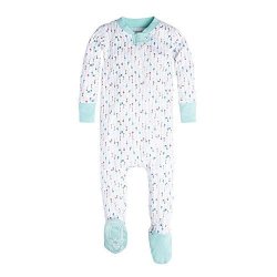 Burt's Bees Baby Baby Boys' Infant Organic Print Zip Front Non-slip Footed Sleeper Pajamas Blue Sky 'this Way' 12 Months
