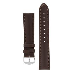 Kent Textured Natural Leather Watch Strap In Brown - 14MM Silver
