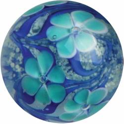 Big Game TOYS 22MM 7 8" Aster Hand Made Art Glass Marble W stand Clear blue Glow In The Dark Swirl