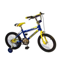 Kids Bmx Bike With Training Wheels Blue & Yellow 16 Inch